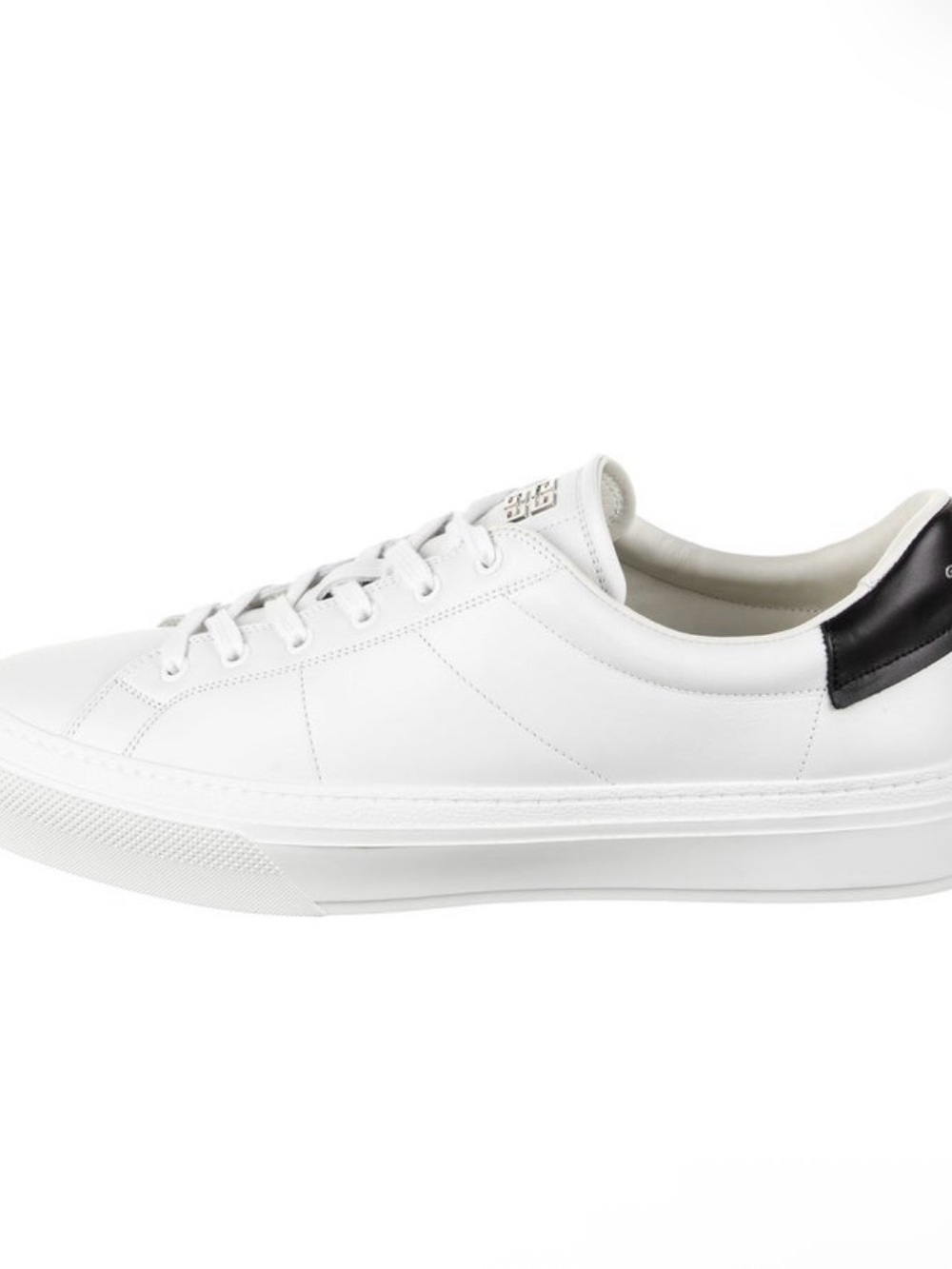 Givenchy White Leather Low-Top Sneakers with Black Heel Tab
